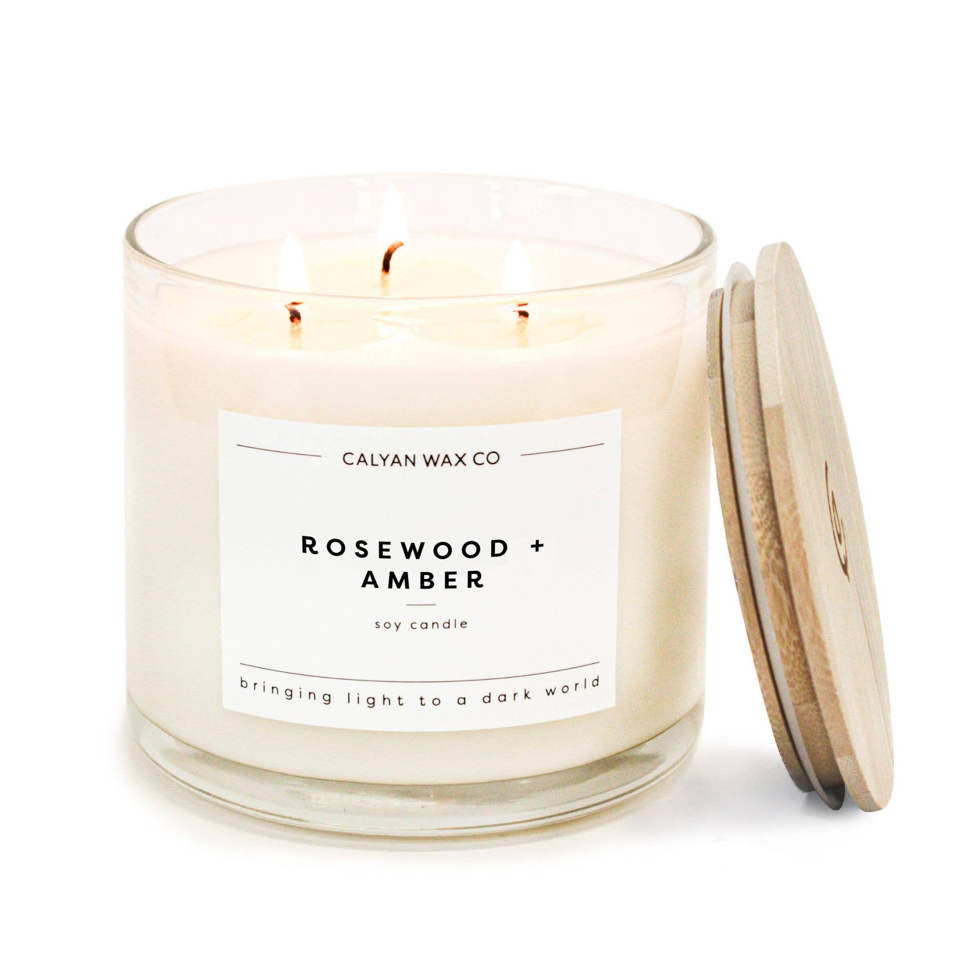 Rosewood + Amber 3-Wick Soy Candle
