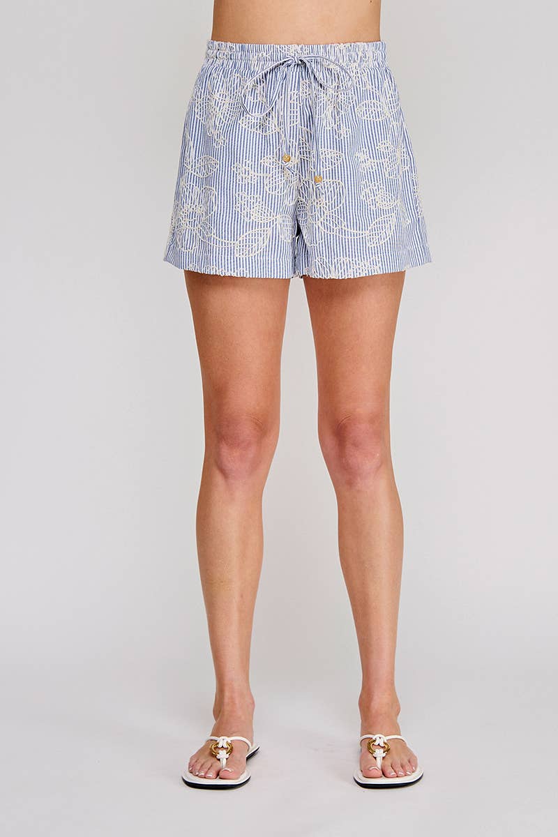 Embroidered Stripe Shorts
