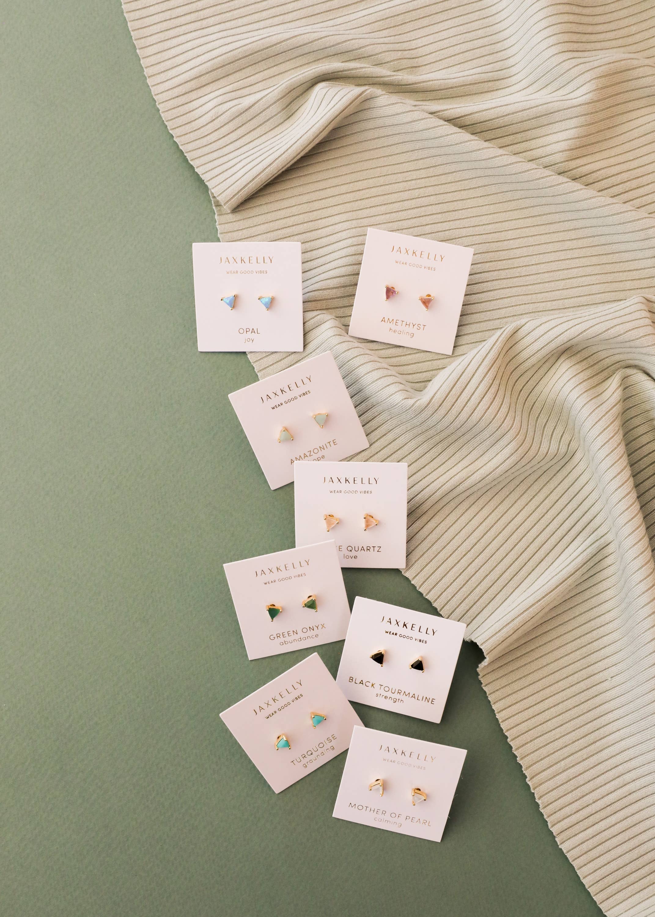 White Opal Mini Energy Gem Stud Earrings