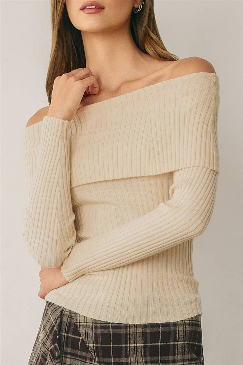 Arden Off Shoulder Rib Knit Sweater