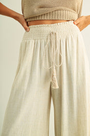 Breezy Wide-Leg Smocked Waist Pants