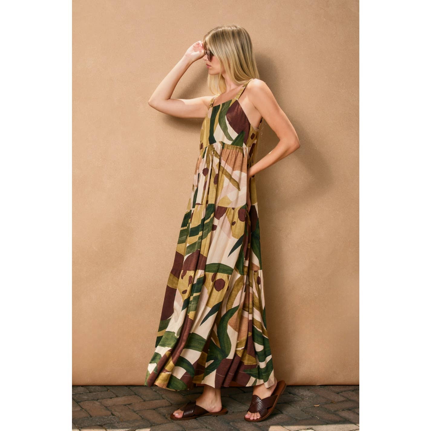 Coconut Grove Babydoll Tiered Maxi Dress