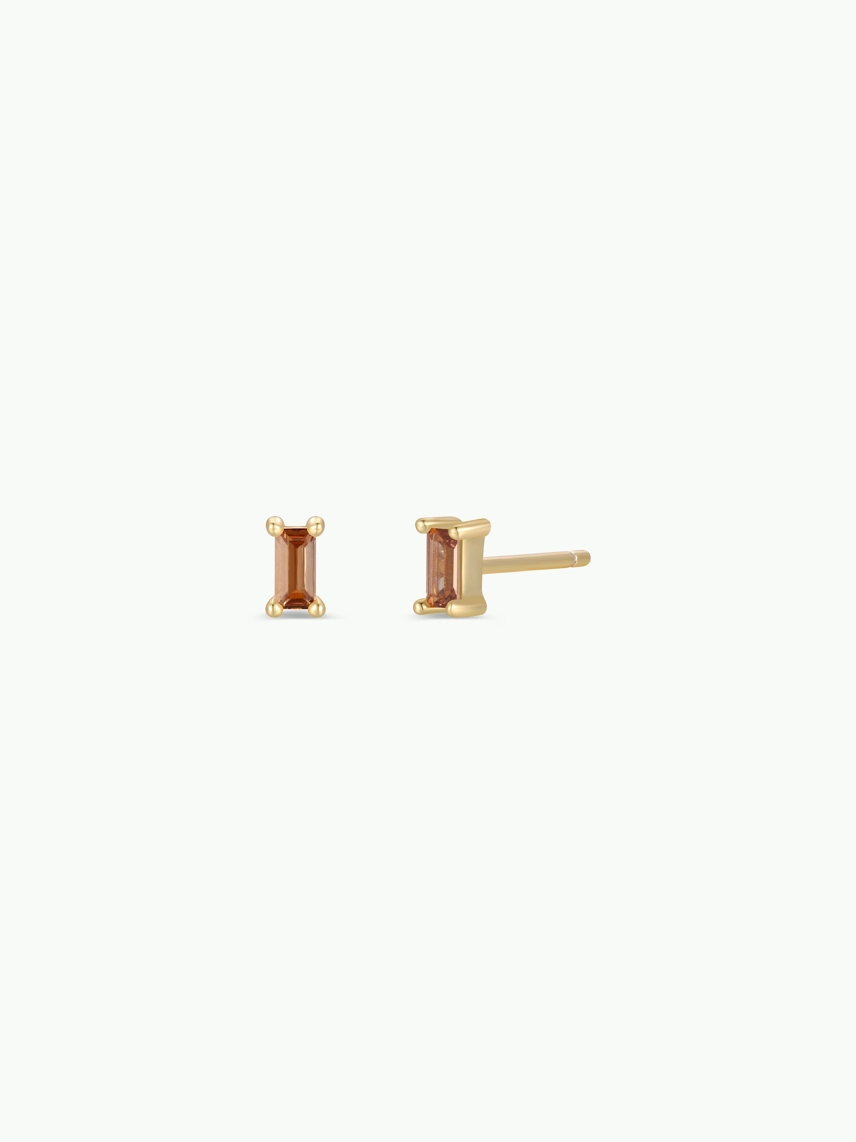 Coffee Baguette Stud Earrings