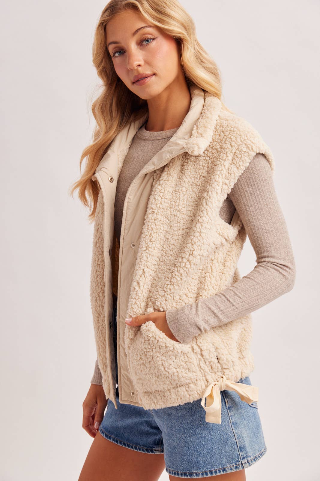 Hana Mock Neck Sherpa Vest