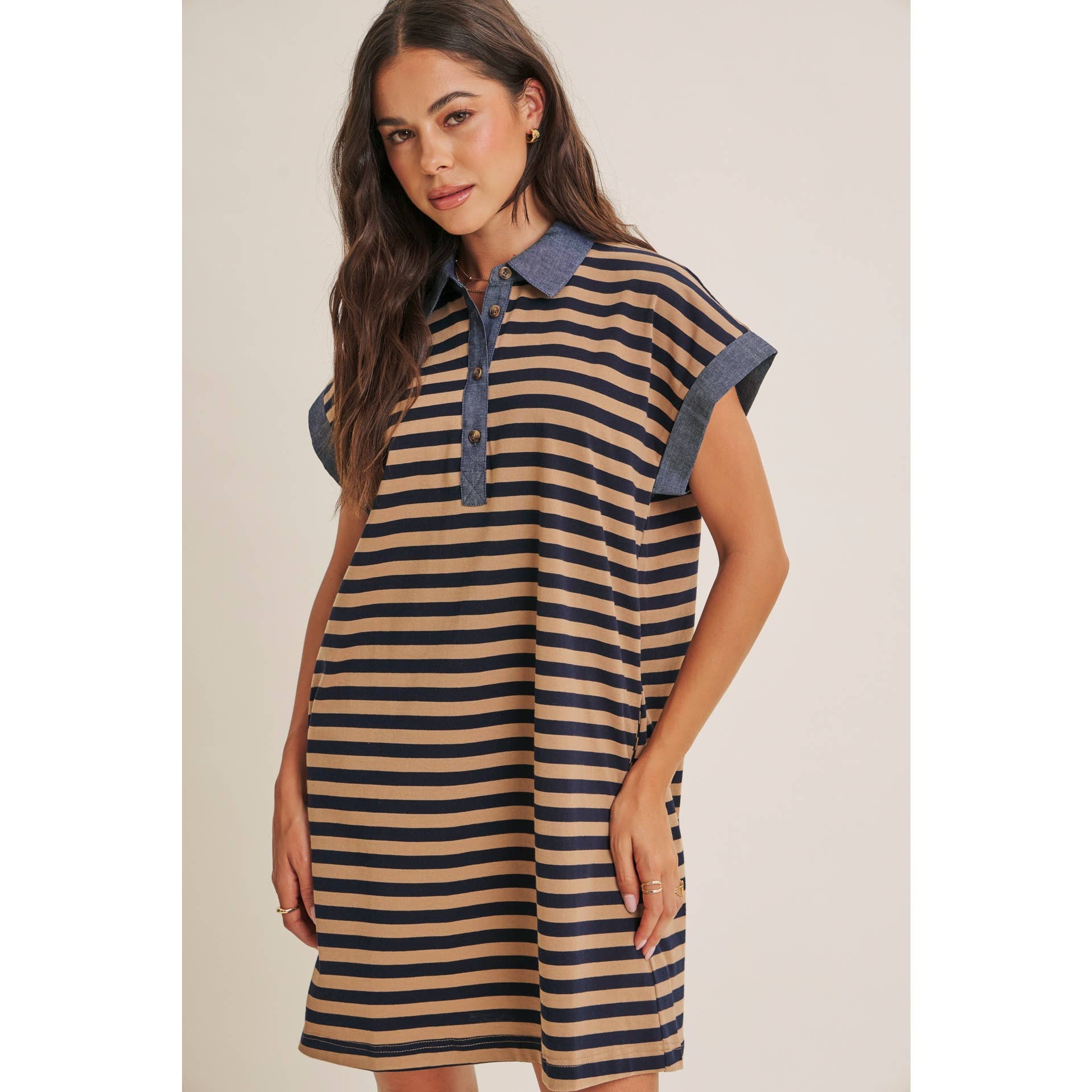 Aurelia Stripe Polo Mini Dress