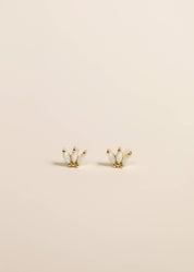 White Opal Crown Stud Earrings