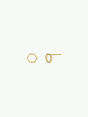 Gold Hexagon Stud Earrings
