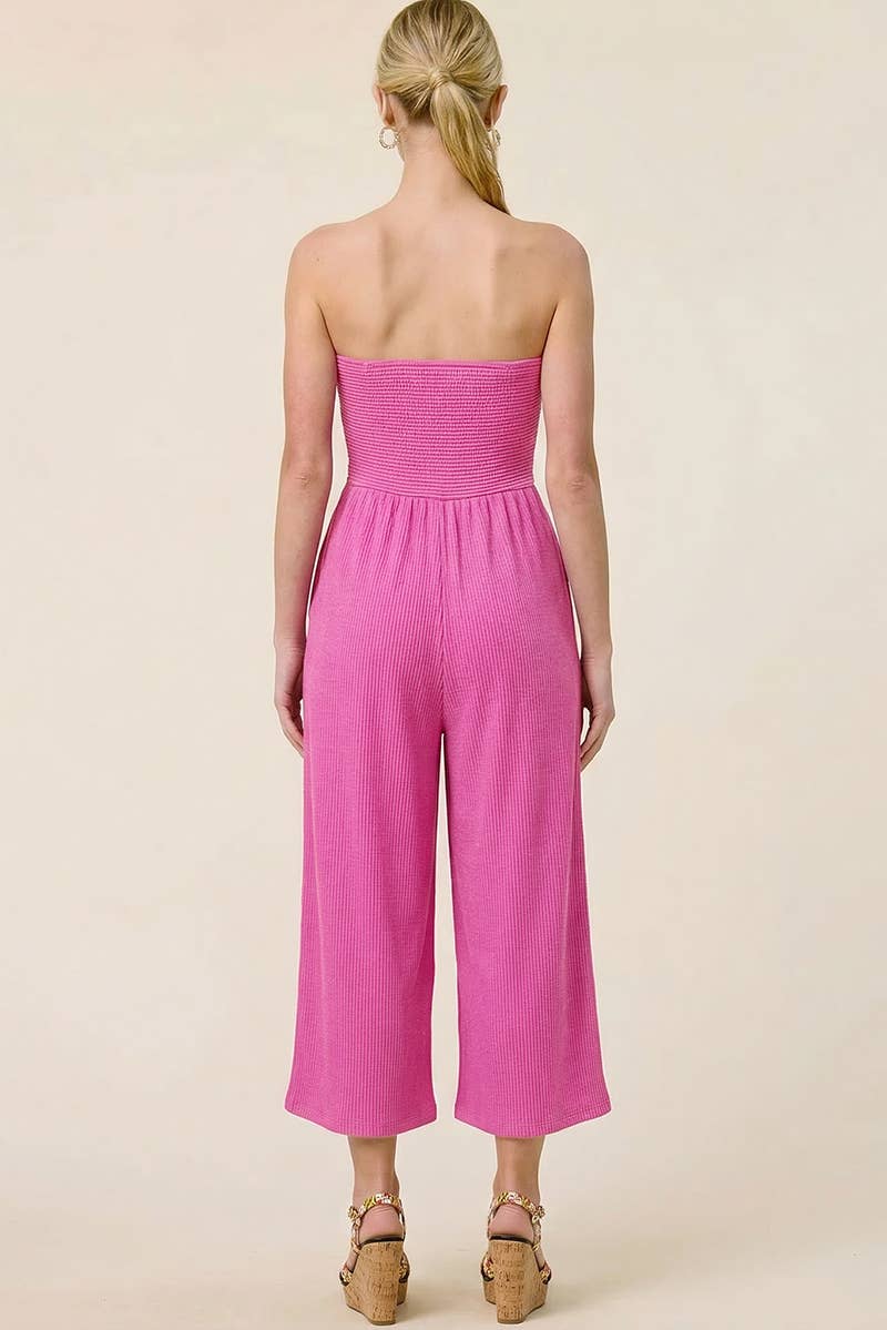 Adria Ribbed Tie-Front Palazzo Jumpsuit