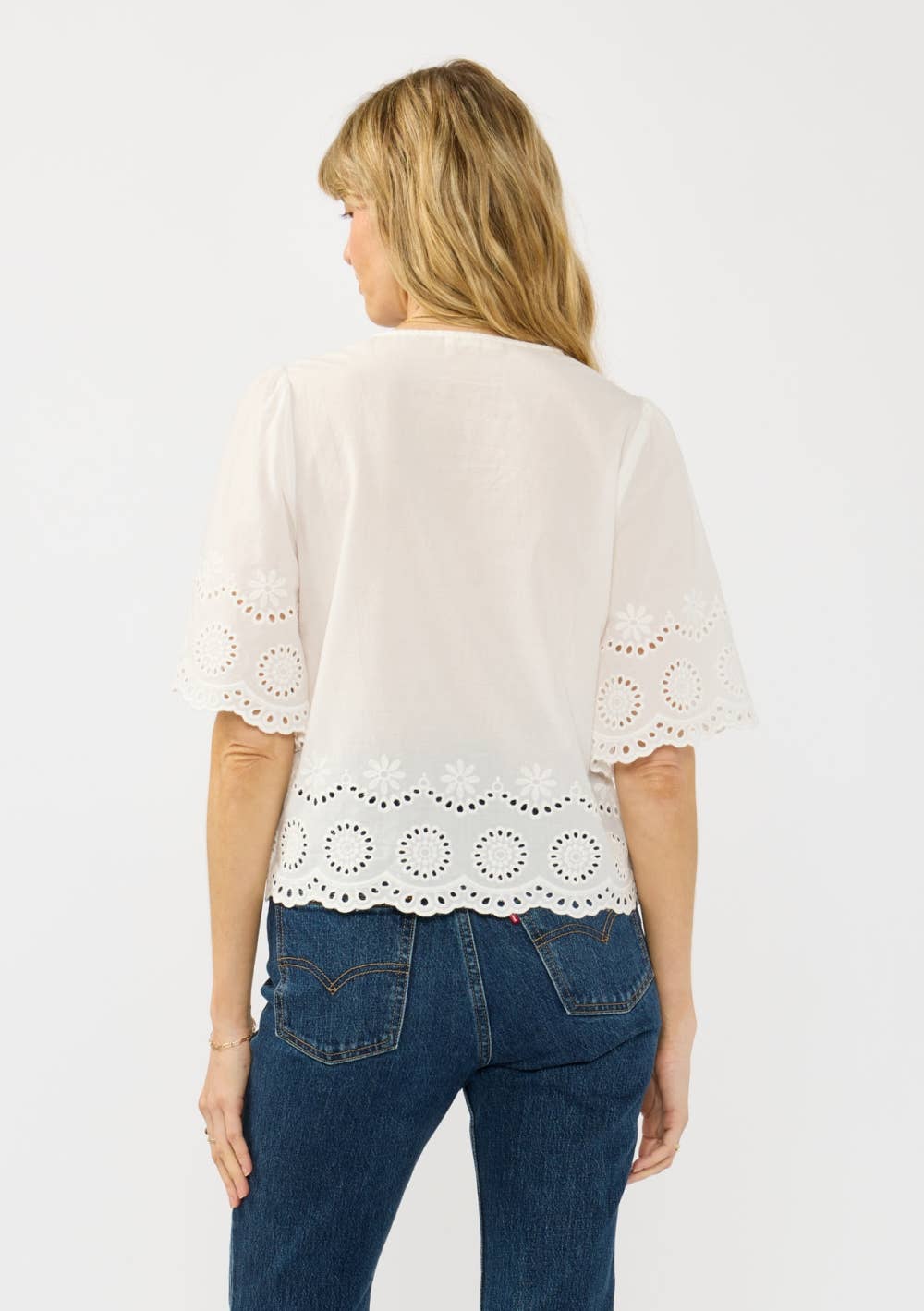Floral Eyelet Double Tie Top