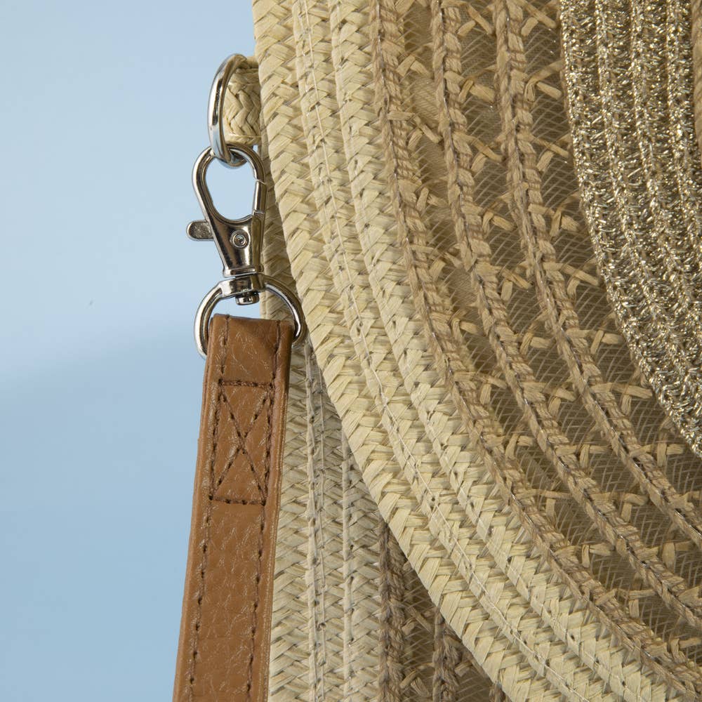 Arched Woven Straw Envelope Clutch