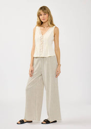 Junie Lace Trim Button Front Top