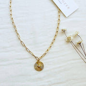 Gold Paperclip North Star Necklace