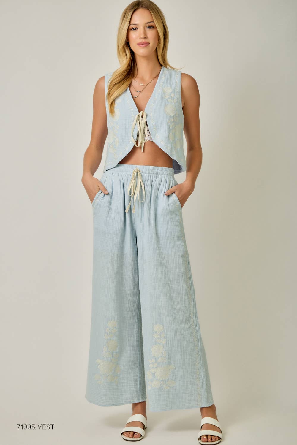 Ravello Embroidered Gauze Pants