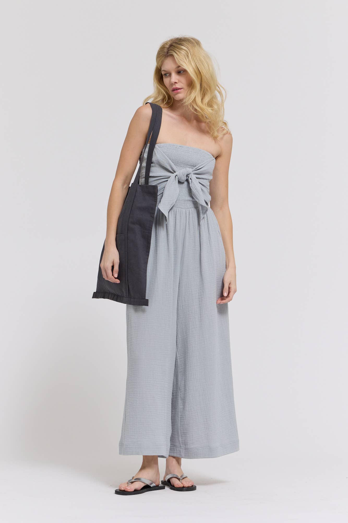 Solana Tie-Front Gauze Jumpsuit