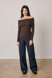 Arden Off Shoulder Rib Knit Sweater