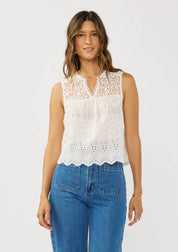 Sleeveless Eyelet Lace Tank Top