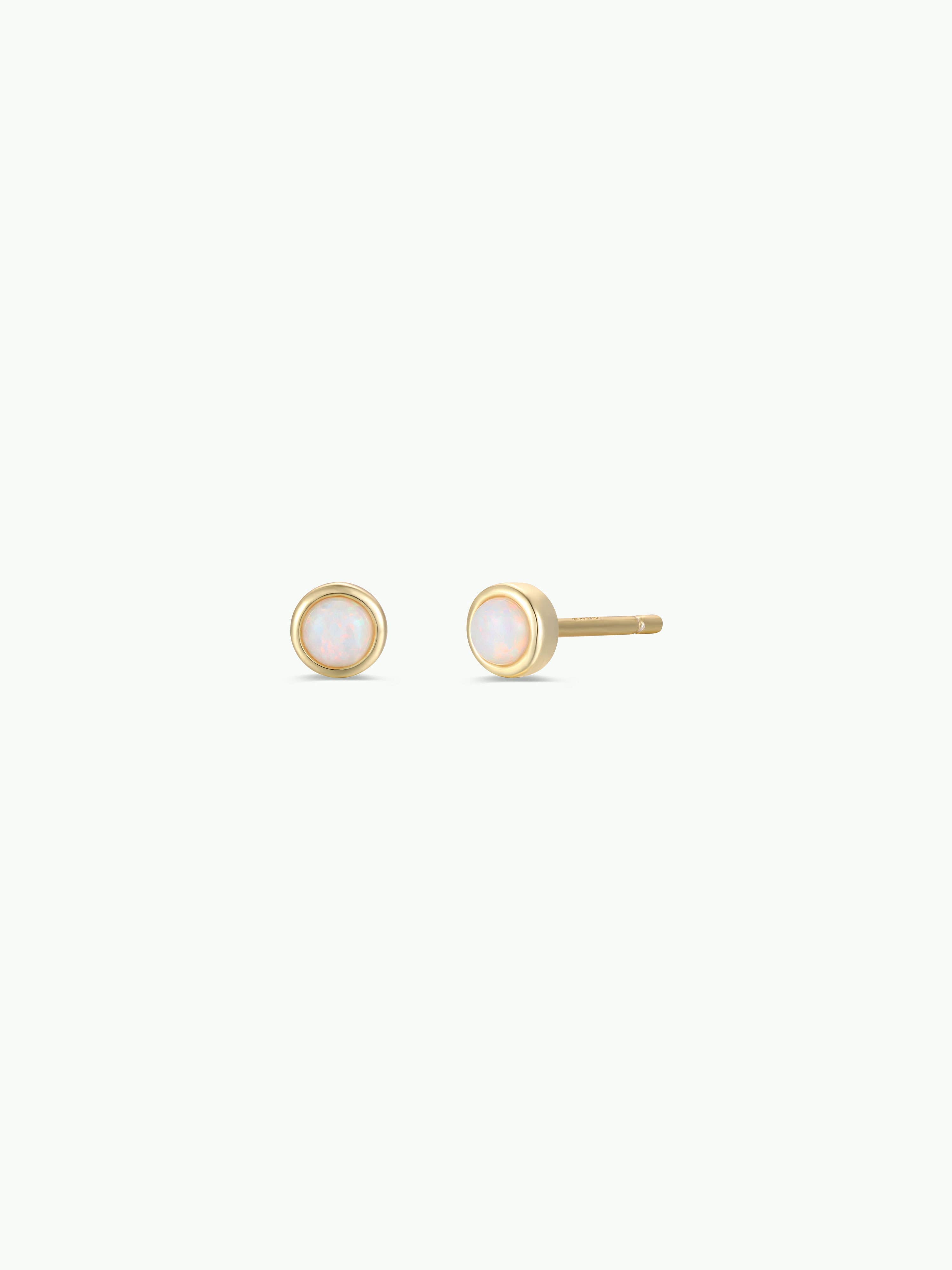 White Opal Simple Stud Earrings