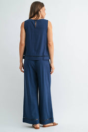 Tessa Trim Detail Linen Blend Tank