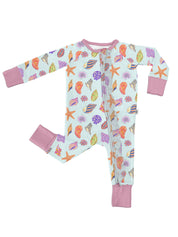 Beach Seashells - Zip Convertible Pajamas w/ Ruffles