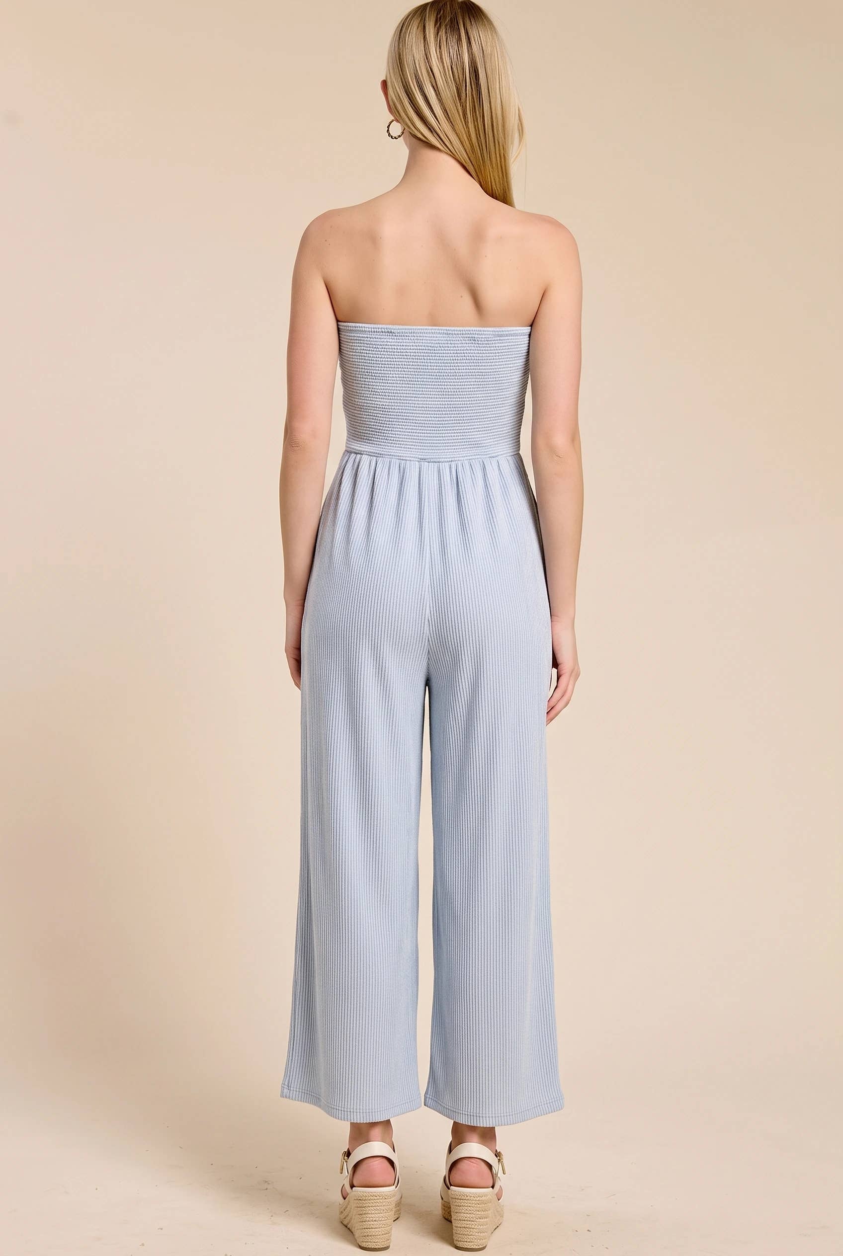 Adria Ribbed Tie-Front Palazzo Jumpsuit