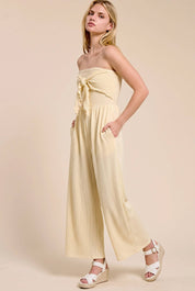 Adria Ribbed Tie-Front Palazzo Jumpsuit