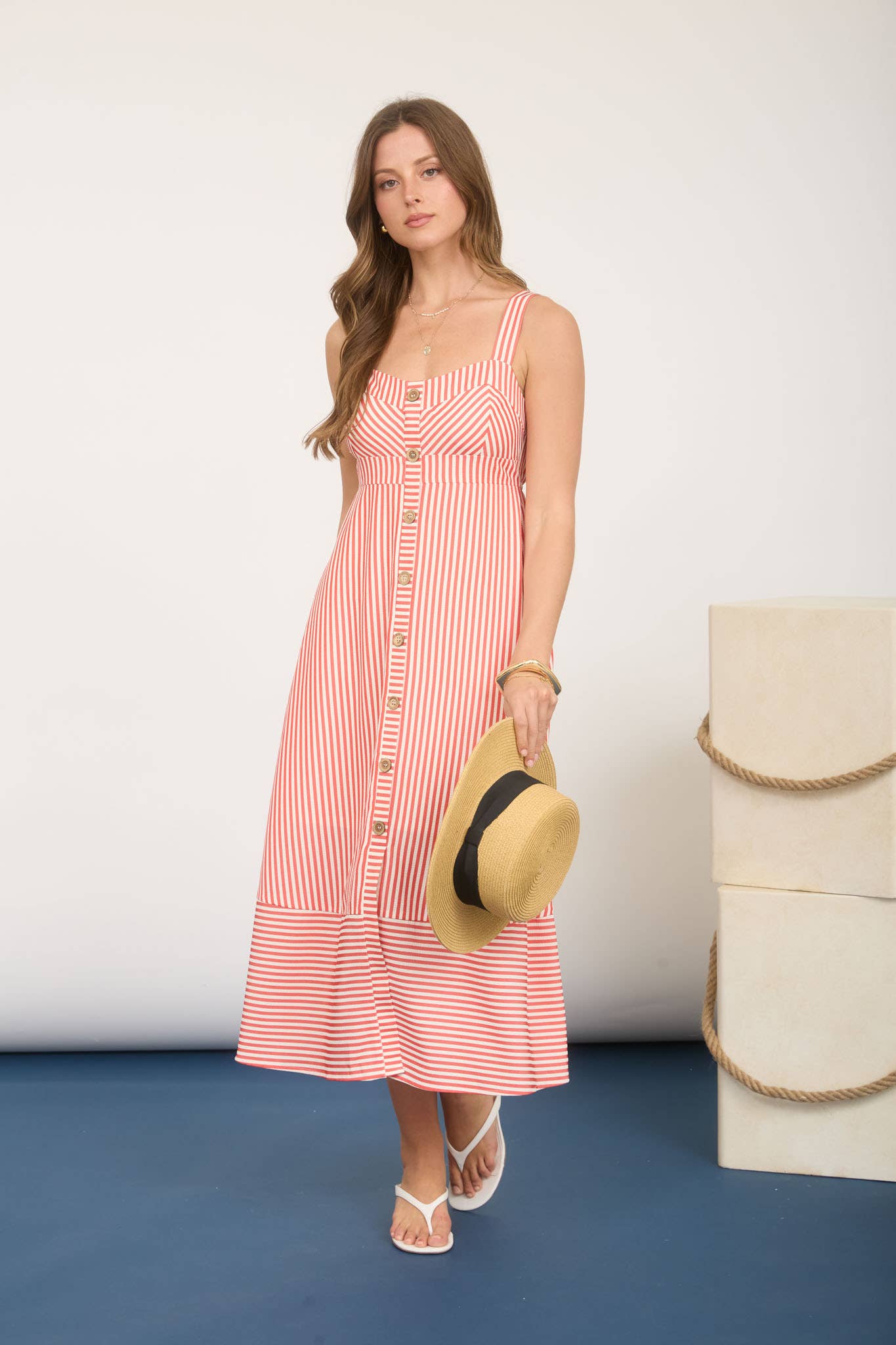 Sweetheart Stripe Midi Dress