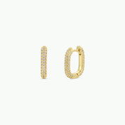 White CZ Pavé Gold Hoop Earrings