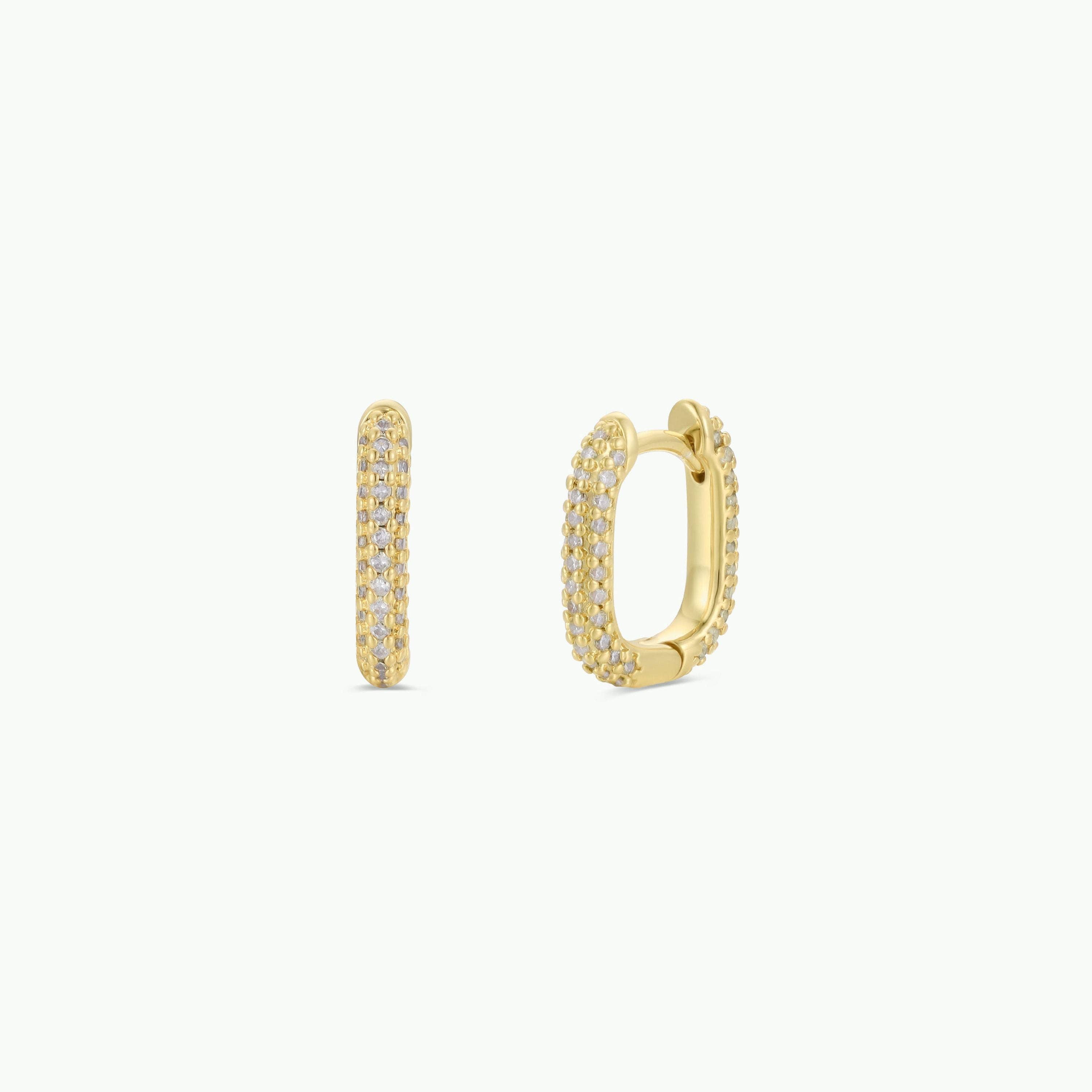 White CZ Pavé Gold Hoop Earrings