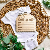 Hello World Birth Stat Sign - Dainty Bow