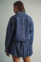 Sabine Indigo Denim Cropped Button Shirt