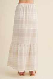 Etched Stripe Tiered Maxi Skirt