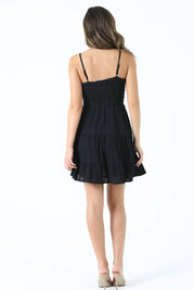 C4143-EM08 EYELET EMBROIDERED V NECK TWIST FRONT DRESS