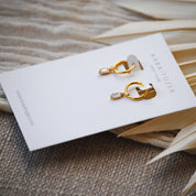 Baguette Charm Gold Huggie Hoops