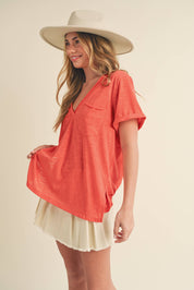 Zoie V-Neck Short Sleeve Top