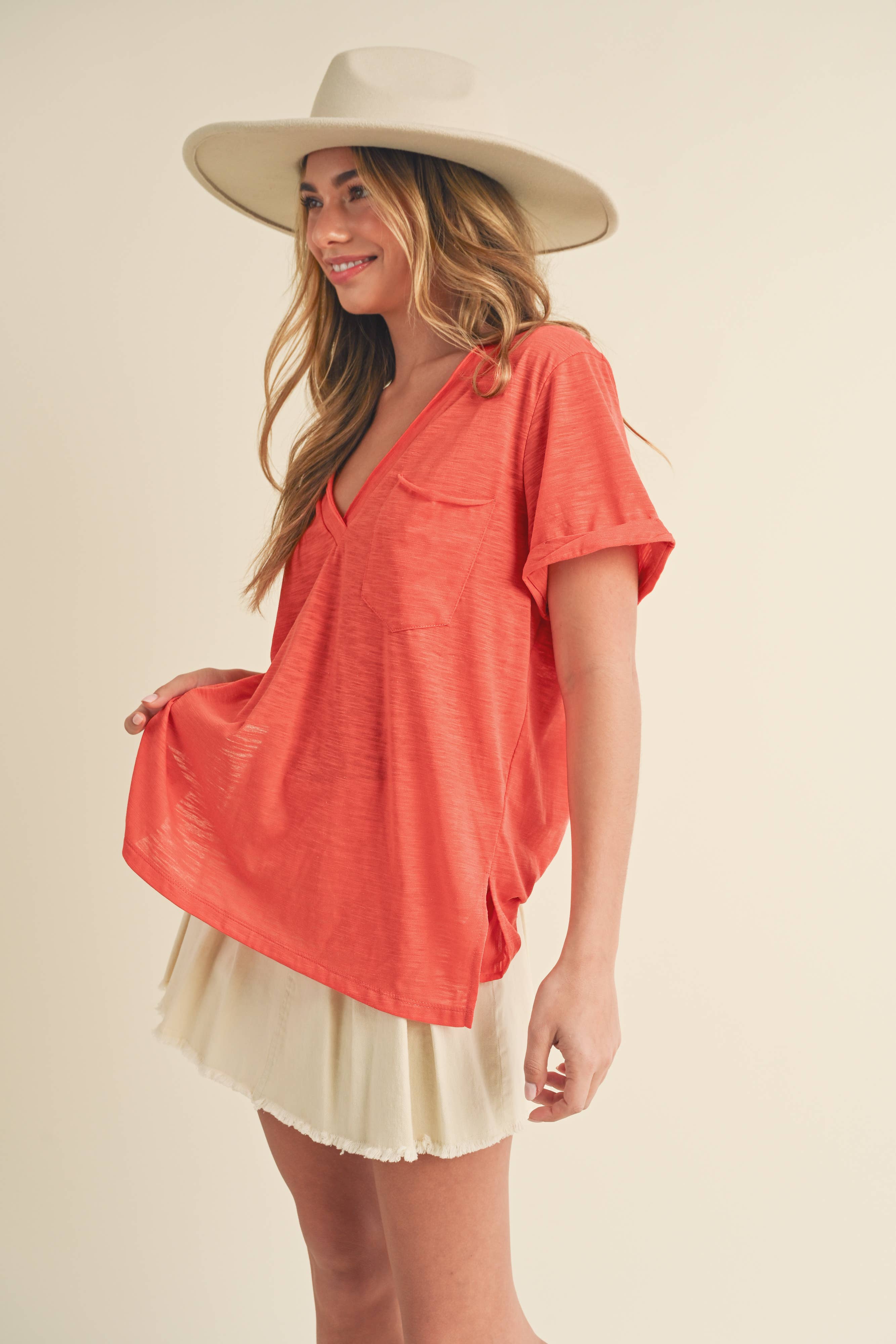 Zoie V-Neck Short Sleeve Top