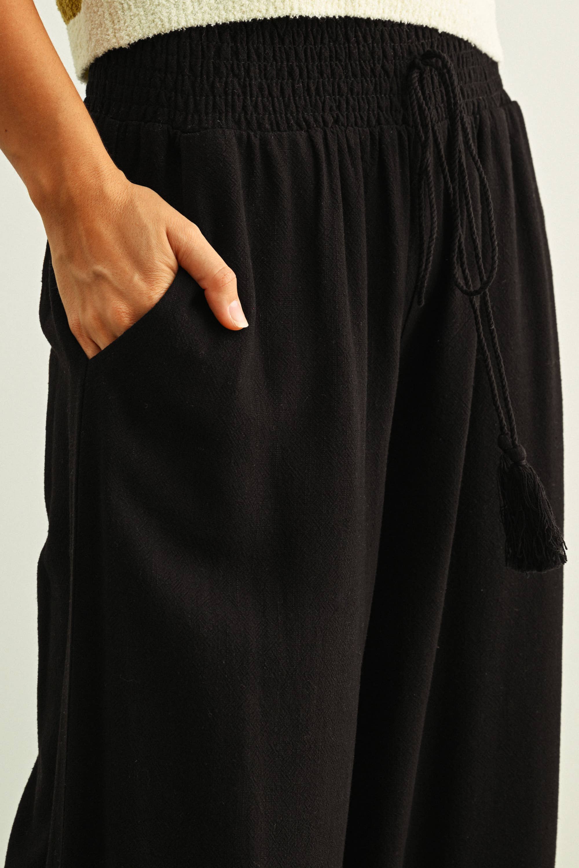 Breezy Wide-Leg Smocked Waist Pants