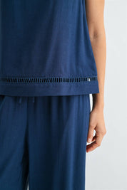 Tessa Trim Detail Linen Blend Tank