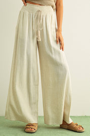 Breezy Wide-Leg Smocked Waist Pants