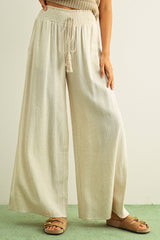 Breezy Wide-Leg Smocked Waist Pants