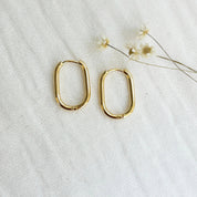 Skinny Gold Oval Hoop Earrings