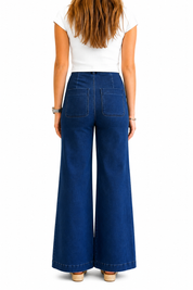 Safia Better Butter Wide Leg Jean with Patch Pockets