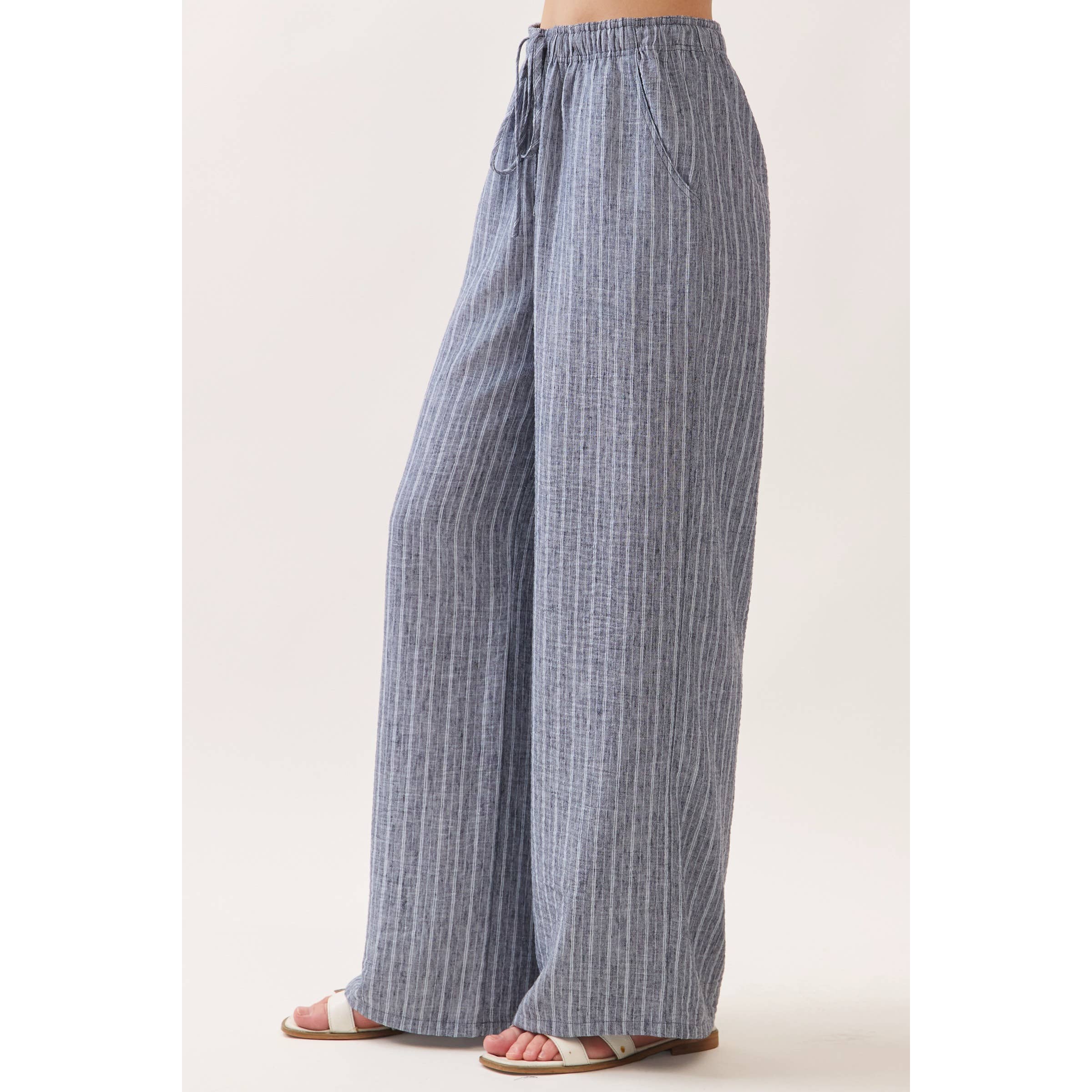 Livia Striped Tie Waist Wide Leg Pants