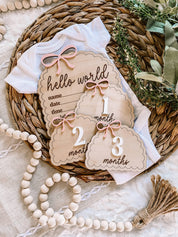 Hello World Birth Stat Sign - Dainty Bow