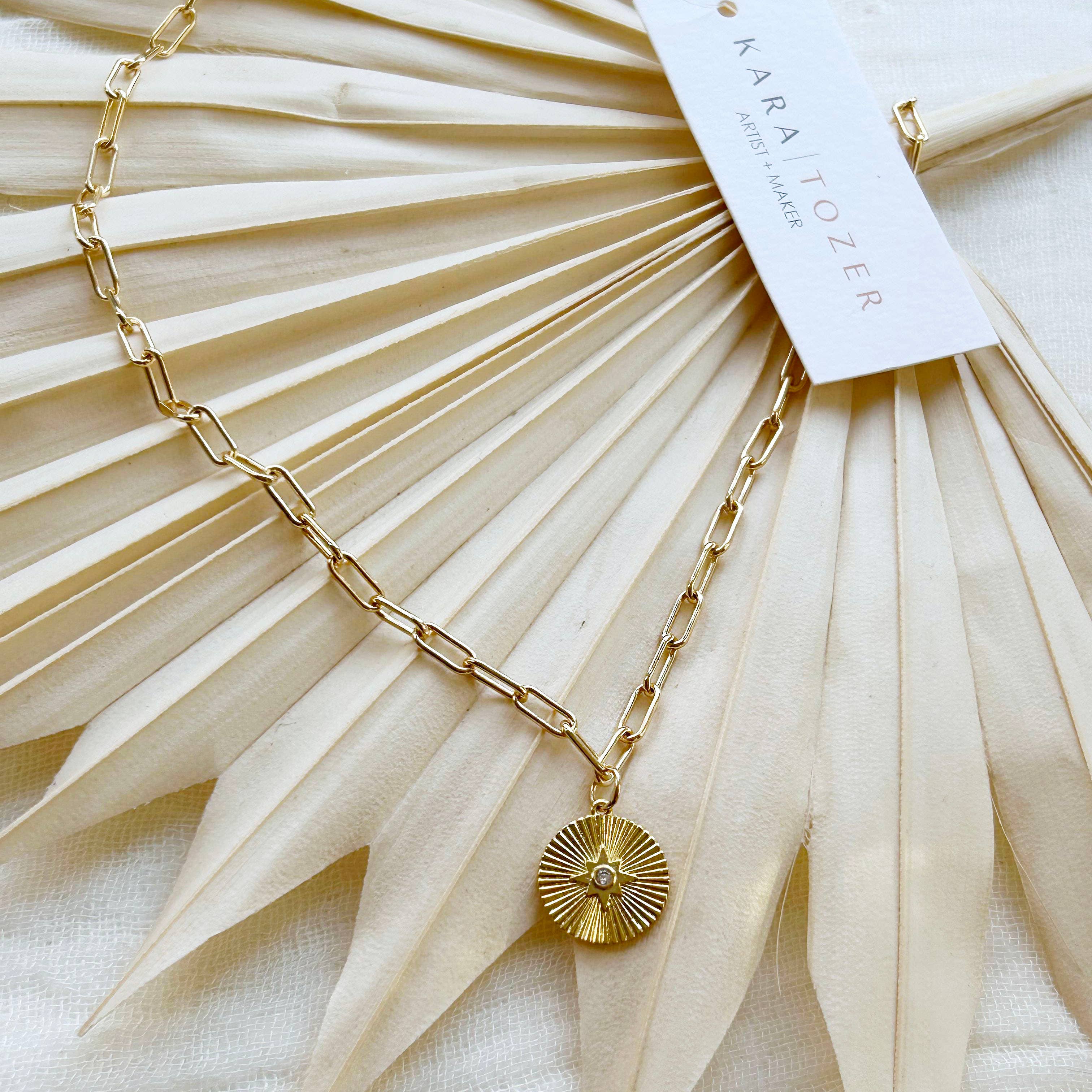 Gold Paperclip North Star Necklace