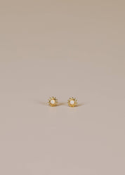 White Opal Sun Stud Earrings