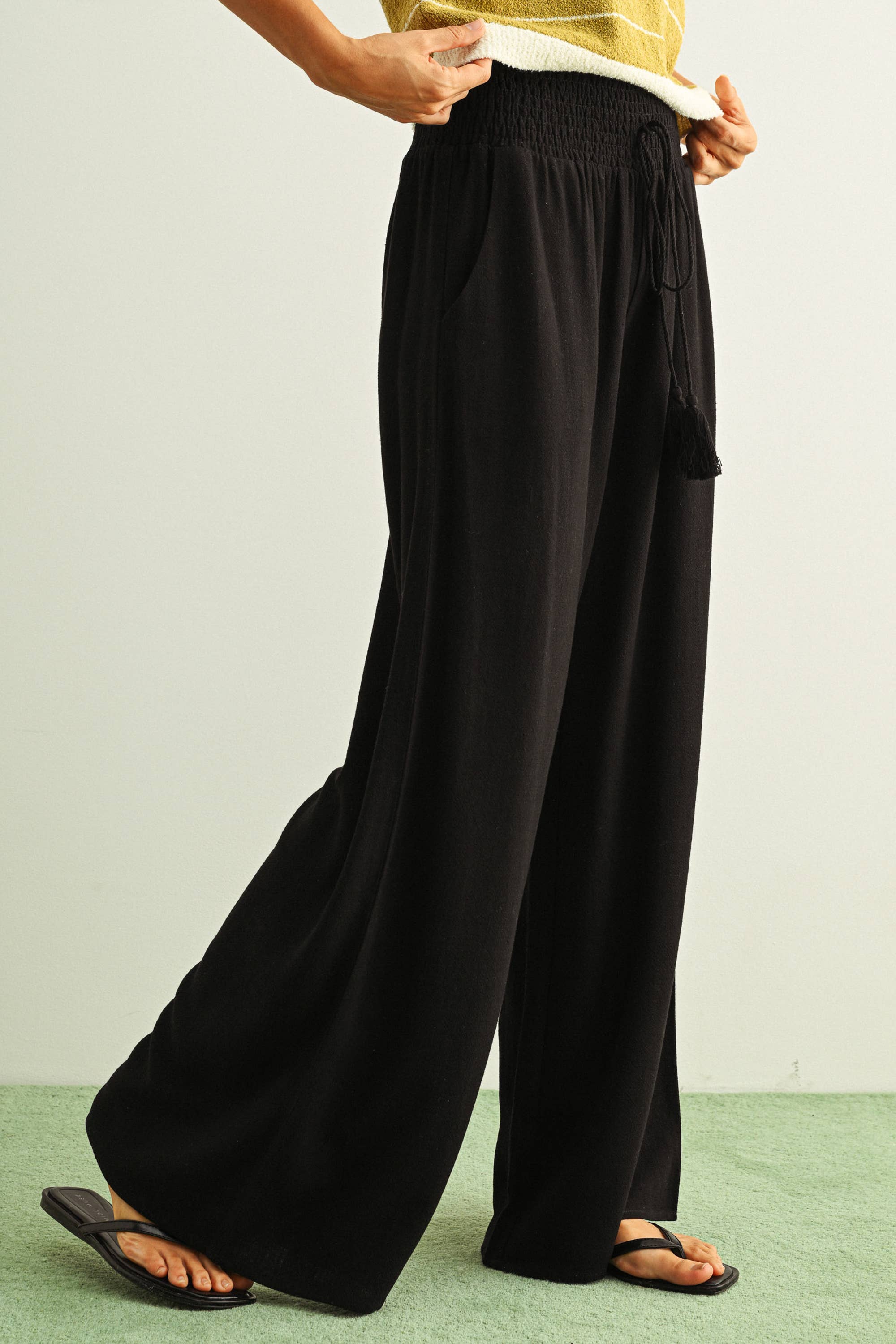 Breezy Wide-Leg Smocked Waist Pants