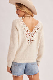Esme Lace Back Ribbed Sweater