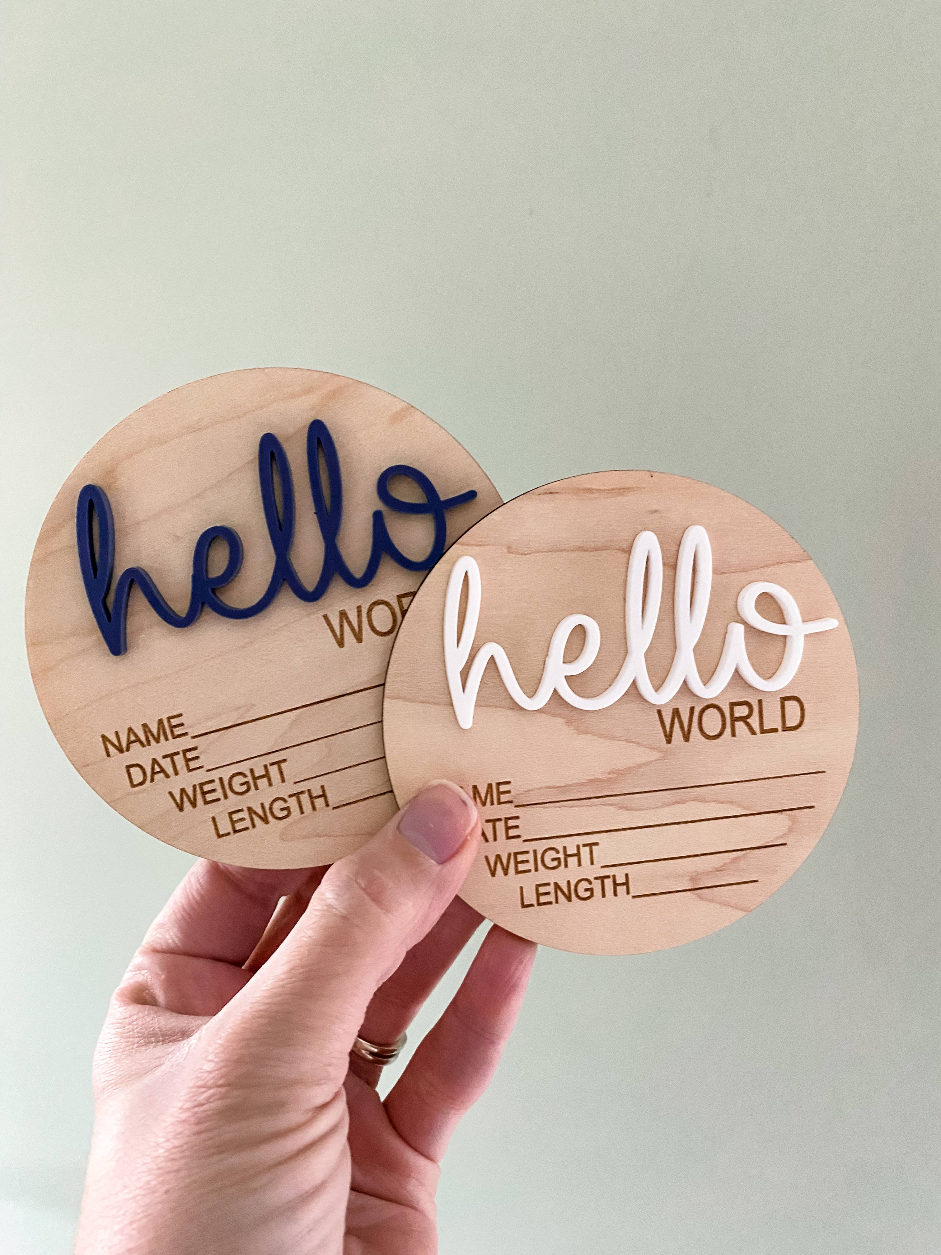 Hello World Announcement Wood Disc