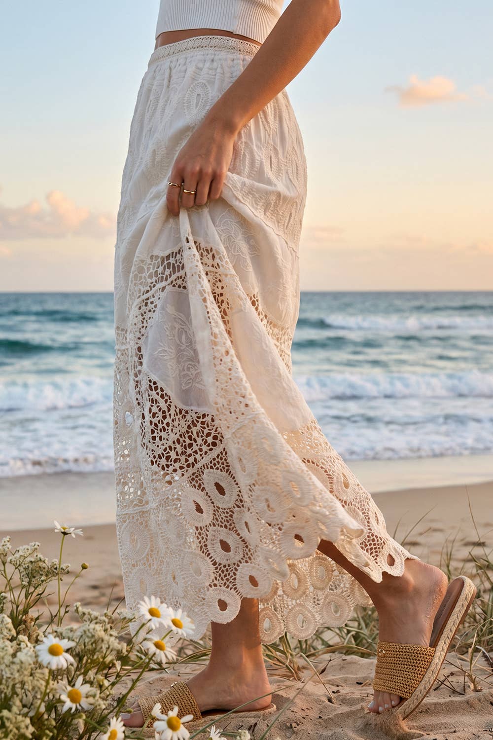 Santorini Crochet Maxi Skirt