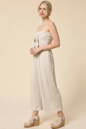 Adria Ribbed Tie-Front Palazzo Jumpsuit